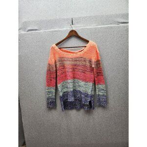 Multicolor Knit Striped Long Sleeve Sweater By LA Hearts Medium